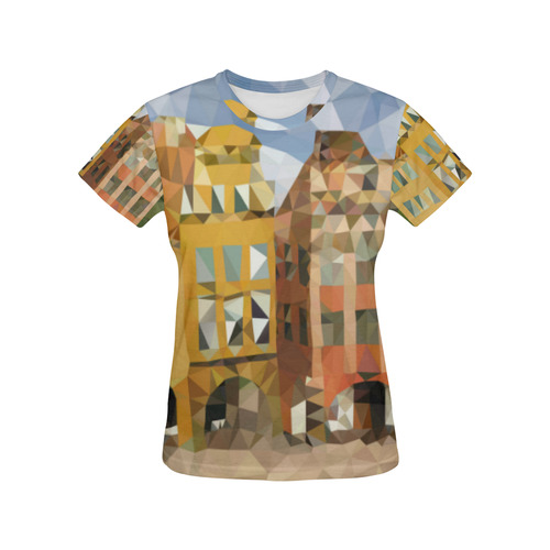 Fairy Tale Town, low poly All Over Print T-Shirt for Women (USA Size) (Model T40)