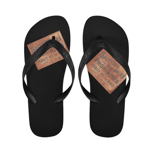 Spitting prohibited, penalty, photo Flip Flops for Men/Women (Model 040)