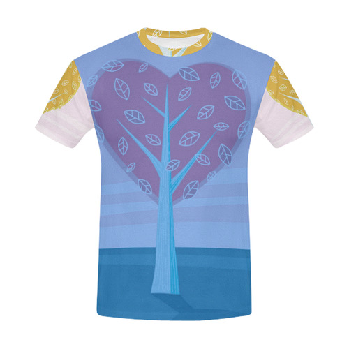 Designers t-shirt for Him : LOVE TREE PURPLE