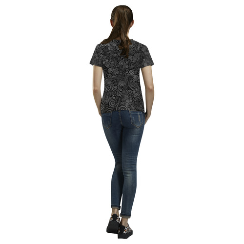 3D Black and White Rose All Over Print T-Shirt for Women (USA Size) (Model T40)