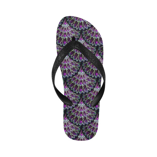 Mosaic flower, purple fish scale Flip Flops for Men/Women (Model 040)