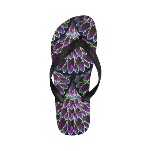 Mosaic flower, purple fish scale pattern Flip Flops for Men/Women (Model 040)