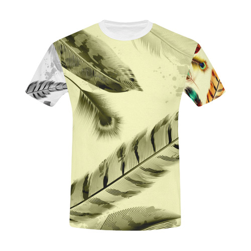 DESIGNERS MEN T-Shirt : Feathers yellow edition 3 All Over Print T-Shirt for Men (USA Size) (Model T40)