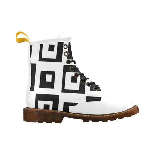 Black & White Cubes High Grade PU Leather Martin Boots For Men Model 402H