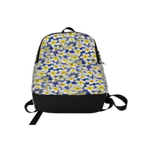 Summer Flowers Pattern White Blue Fabric Backpack for Adult (Model 1659)