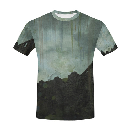 Celtic ruins, photo and watercolor, spooky horror All Over Print T-Shirt for Men (USA Size) (Model T40)