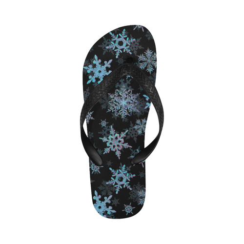 Snowflakes, Blue snow, Christmas Flip Flops for Men/Women (Model 040)