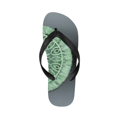 Faux Stitch & Fur mint green 3D decoration Flip Flops for Men/Women (Model 040)