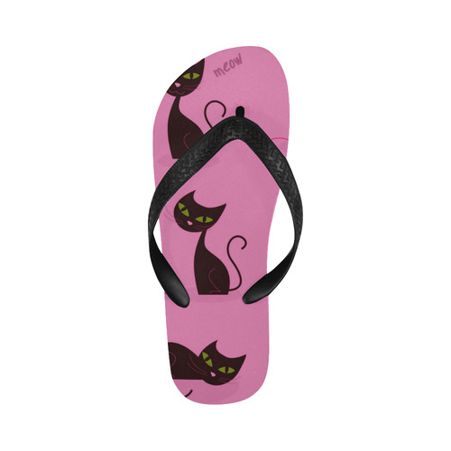 DESIGNERS Black cat shoes Flip Flops for Men/Women (Model 040)