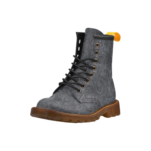 Denim with vintage floral pattern, black grey High Grade PU Leather Martin Boots For Men Model 402H