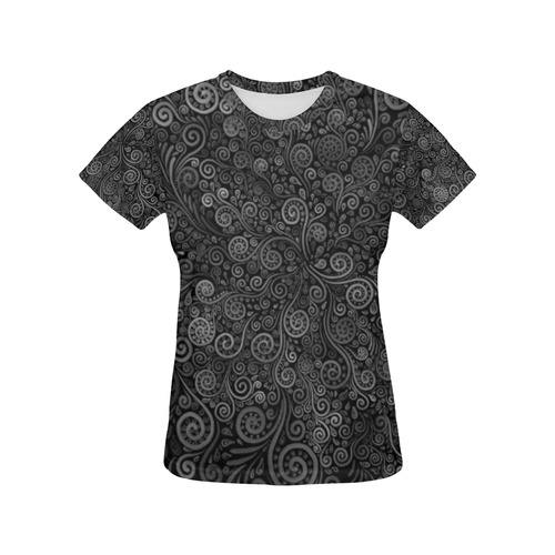 3D Black and White Rose All Over Print T-Shirt for Women (USA Size) (Model T40)