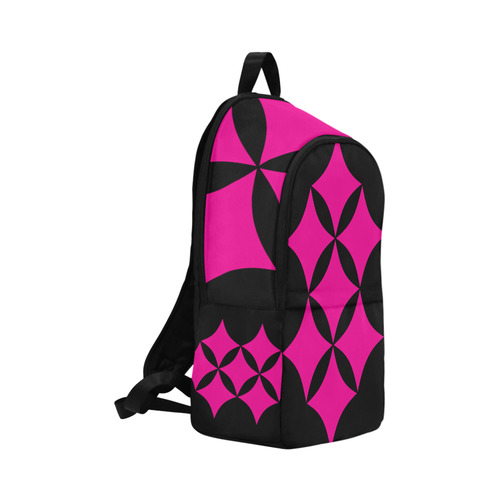 Black Background Curved Rhombuses Cut Fabric Backpack for Adult (Model 1659)