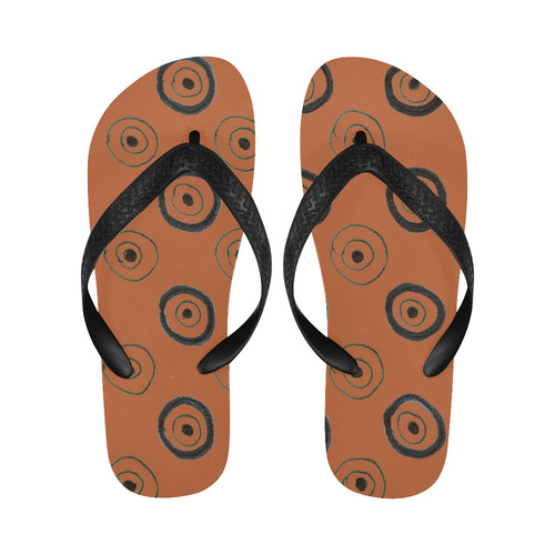 Designers brown black Shoes / Vintage art edition. Design shop Flip Flops for Men/Women (Model 040)