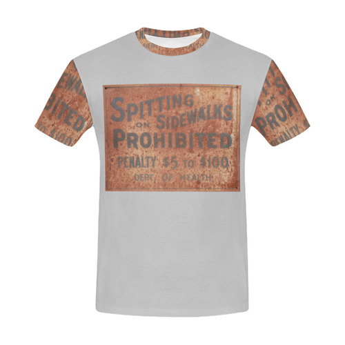 Spitting prohibited, penalty, photo All Over Print T-Shirt for Men (USA Size) (Model T40)