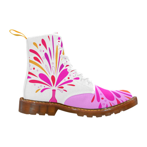 DESIGNERS PARTY SHOES : PINK WHITE Martin Boots For Women Model 1203H