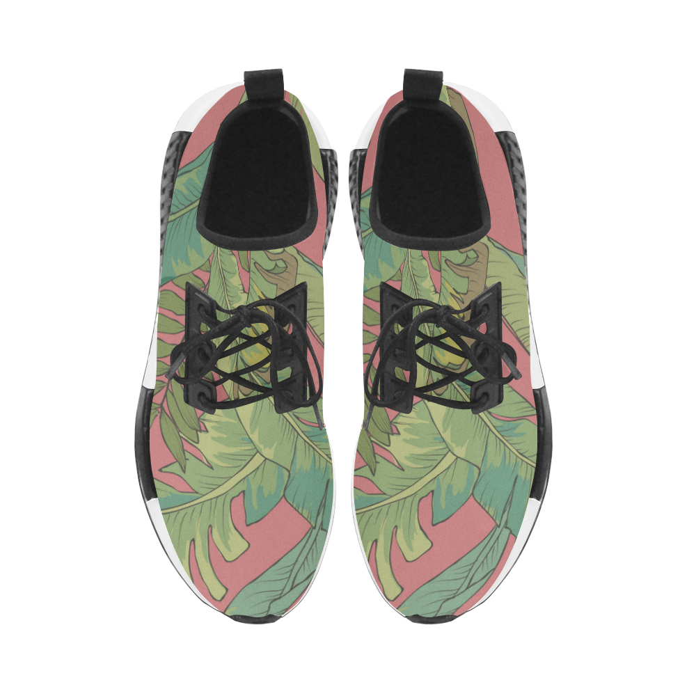 Palm Leaves Pink Runners Women’s Draco Running Shoes (Model 025) ID