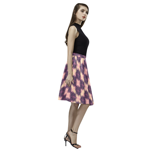Purple Kaleidoscope Pattern Melete Pleated Midi Skirt (Model D15)