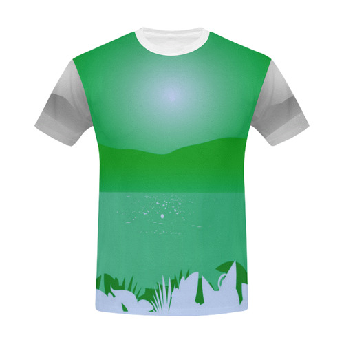 Luxury designer TSHIRT : Green wild Sea jungle All Over Print T-Shirt for Men (USA Size) (Model T40)