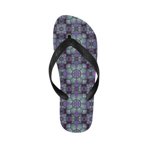 Hot Pink, teal pattern Flip Flops for Men/Women (Model 040)