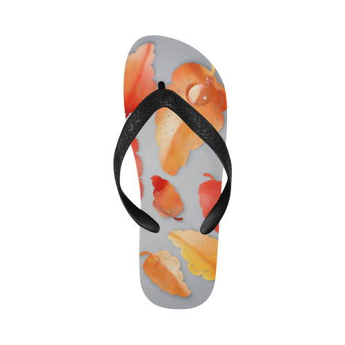 Leaves on gray Flip Flops for Men/Women (Model 040)