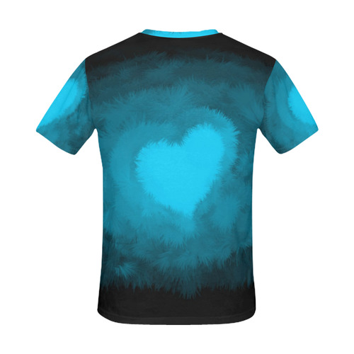 Blue Fluffy Heart, Valentine All Over Print T-Shirt for Men (USA Size) (Model T40)