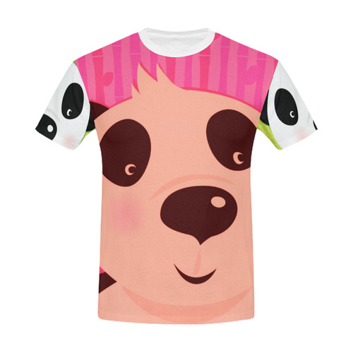 The happy Panda : Original designers fashion / PINK BEIGE All Over Print T-Shirt for Men (USA Size) (Model T40)