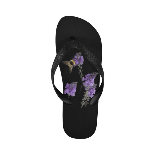 Bumblebee on Purple Flowers, floral watercolor Flip Flops for Men/Women (Model 040)