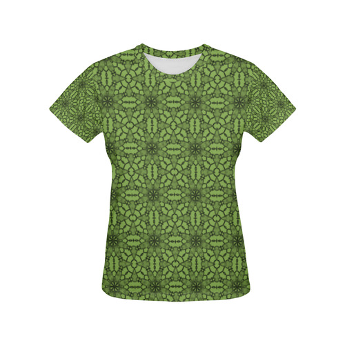 Greenery Lace All Over Print T-Shirt for Women (USA Size) (Model T40)