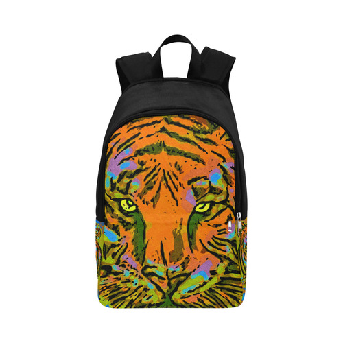 Pop Art TIGER HEAD orange green blue Fabric Backpack for Adult (Model 1659)