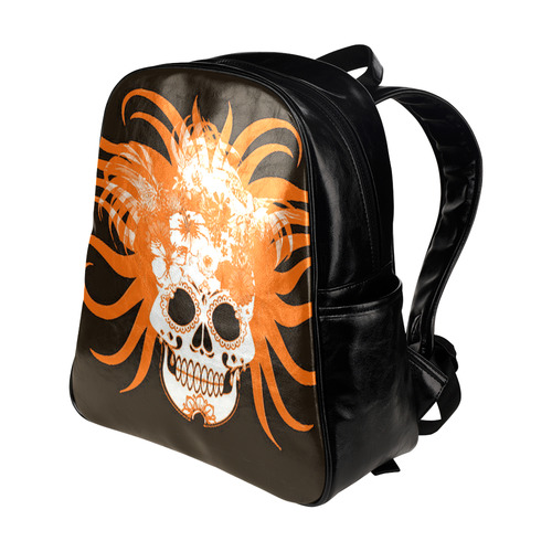 hippie skull F by JamColors Multi-Pockets Backpack (Model 1636)
