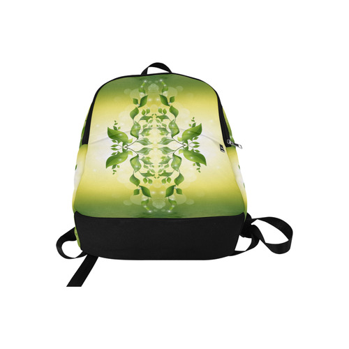 MAGIC LEAVES Kaleidoscope green yellow Fabric Backpack for Adult (Model 1659)