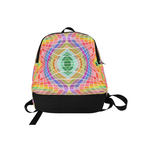 Multicolored Squares Grid Waves - white Fabric Backpack for Adult (Model 1659)