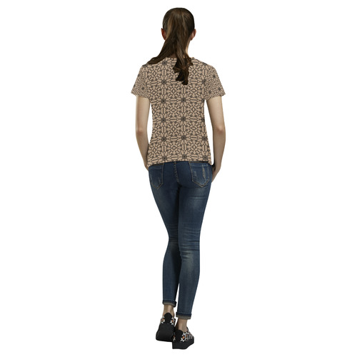 Hazelnut Lace All Over Print T-Shirt for Women (USA Size) (Model T40)