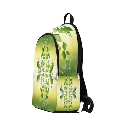 MAGIC LEAVES Kaleidoscope green yellow Fabric Backpack for Adult (Model 1659)