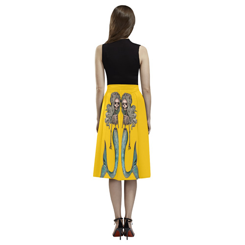 creepy carla skeleton mermaid yellow Aoede Crepe Skirt (Model D16)