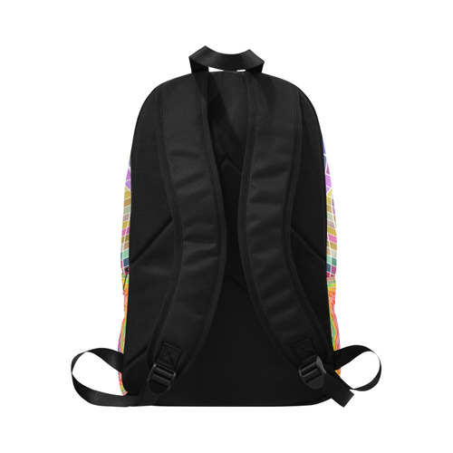 Multicolored Squares Grid Waves - white Fabric Backpack for Adult (Model 1659)