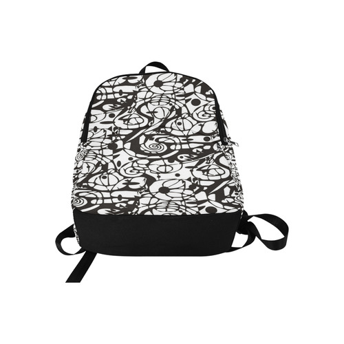 Crazy Spiral Shapes Pattern - Black White Fabric Backpack for Adult (Model 1659)