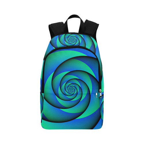 POWER SPIRAL - WAVES blue green Fabric Backpack for Adult (Model 1659)