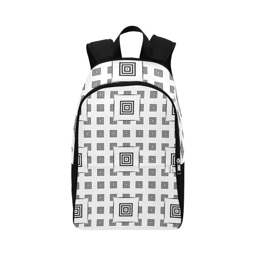 Solid Squares Frame Mosaic Black & White Fabric Backpack for Adult (Model 1659)