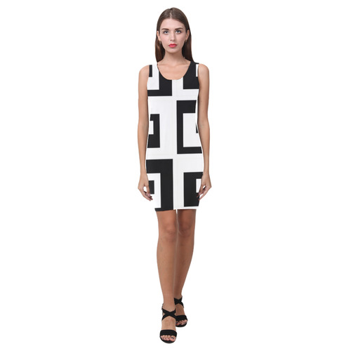 Black & White Cubes Medea Vest Dress (Model D06)