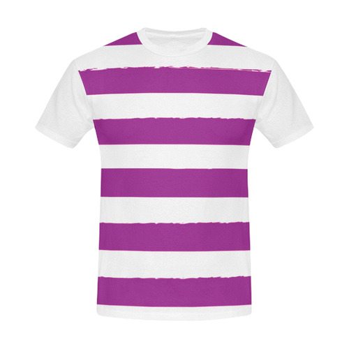 Designers t-shirt with PURPLE STRIPES / white, purple 50s edition. Design shop All Over Print T-Shirt for Men (USA Size) (Model T40)