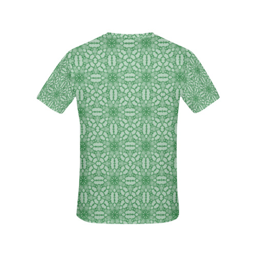 Green Lace All Over Print T-Shirt for Women (USA Size) (Model T40)