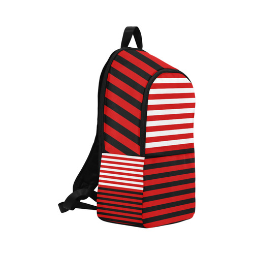 Wide White & Black Flat Stripes Pattern Fabric Backpack for Adult (Model 1659)