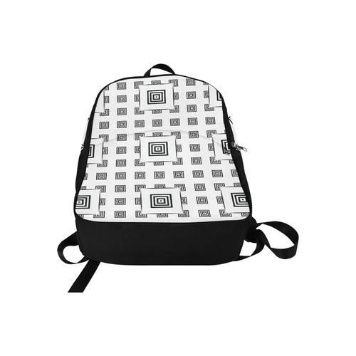 Solid Squares Frame Mosaic Black & White Fabric Backpack for Adult (Model 1659)