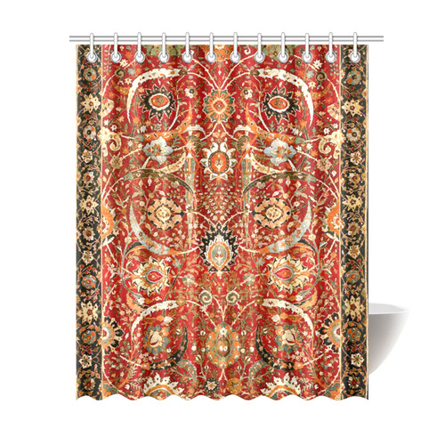 Vintage Red Floral Persian Rug Shower Curtain 69"x84"