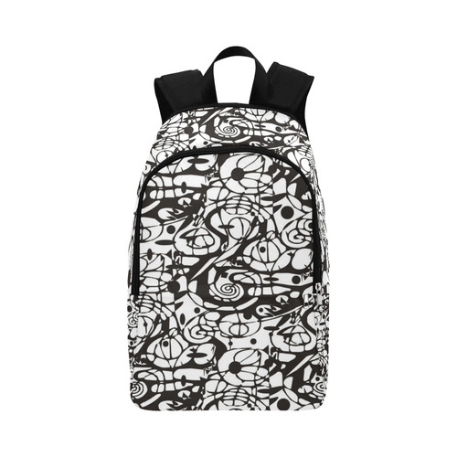 Crazy Spiral Shapes Pattern - Black White Fabric Backpack for Adult (Model 1659)