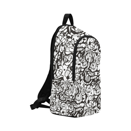 Crazy Spiral Shapes Pattern - Black White Fabric Backpack for Adult (Model 1659)