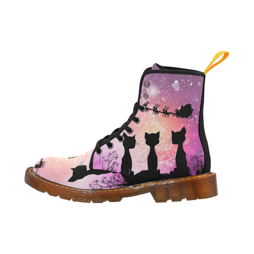 Cats looking to Santa Claus in the sky Martin Boots For Women Model 1203H