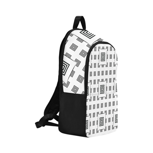 Solid Squares Frame Mosaic Black & White Fabric Backpack for Adult (Model 1659)