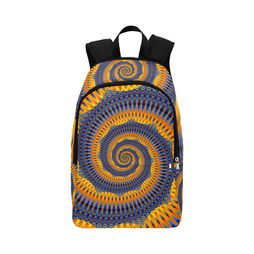 POWER SPIRAL POLYGON Orange Blue Fabric Backpack for Adult (Model 1659)